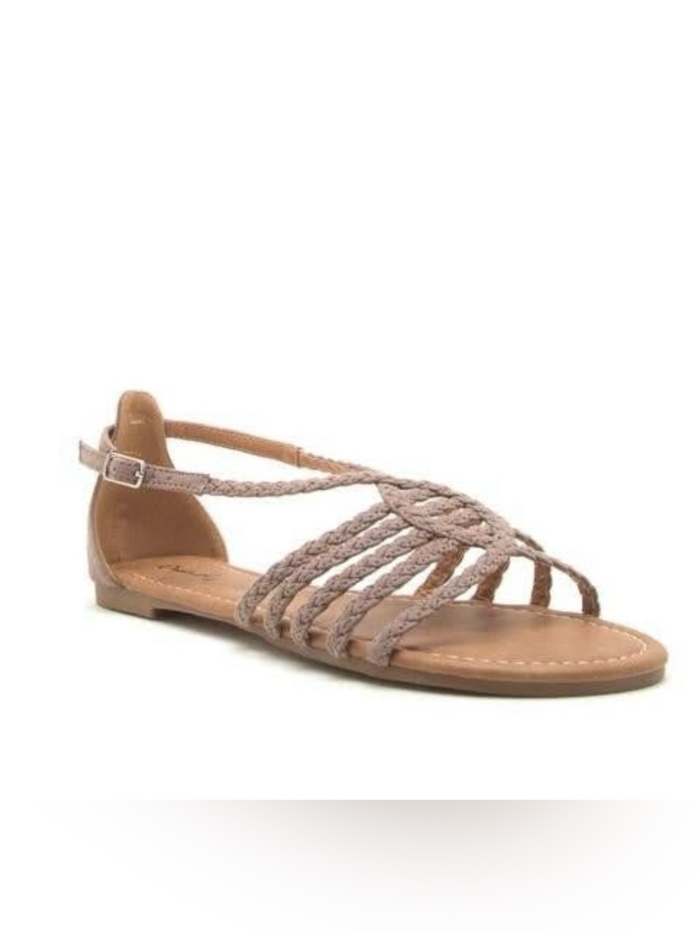 Braided Strappy Flat Sandal - Taupe
